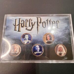 Harry Potter Merrick Mint 5-Coin Set Villains Voldemort Snape Draco Excellent